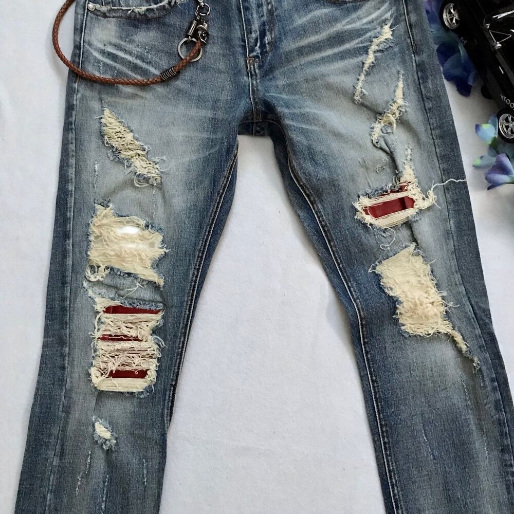 Heritage by America NWOT Distressed Skinny Jeans Men 32 x 33 - Picture 3 of 13